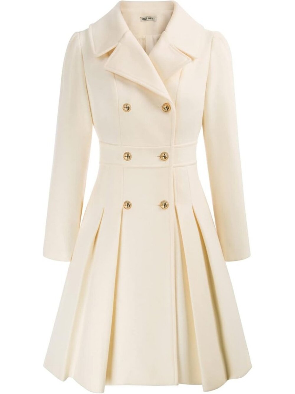 Chic Women's Double Breasted Trench Coat with Pockets, Thick A-Line Pea Coat